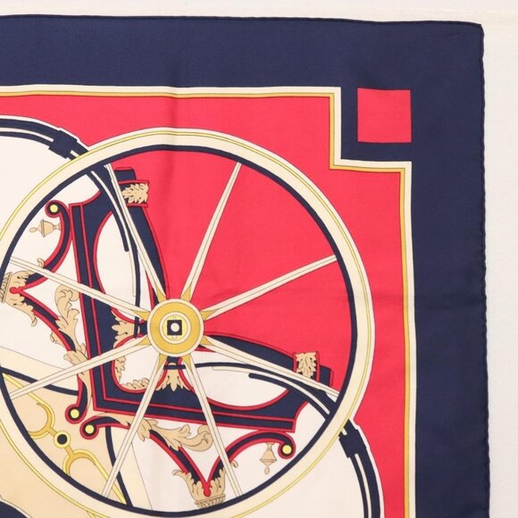 HERMES Carre 90 Scarf ""WASHINGTON'S CARRIAGE"" Silk Navy Auth BA6382 - Picture 4 of 16